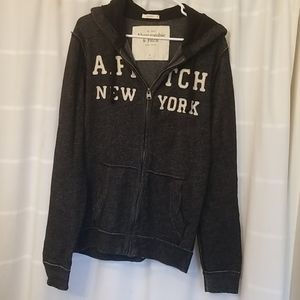 Abercrombie & Fitch zip up hoodie. Charcoal grey.